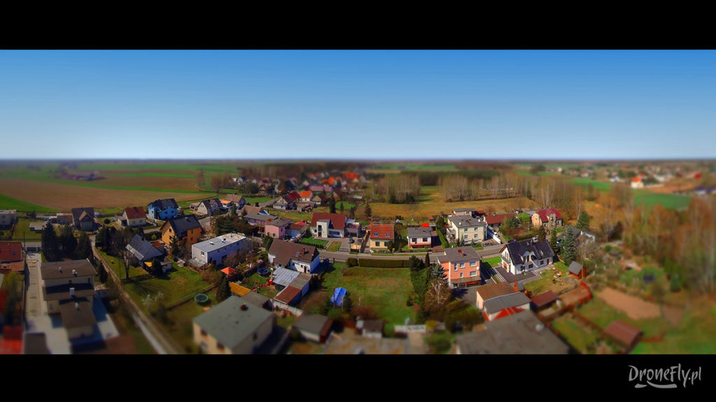 Zdjęcie z drona, wide panorama + efekt Tilt-shift